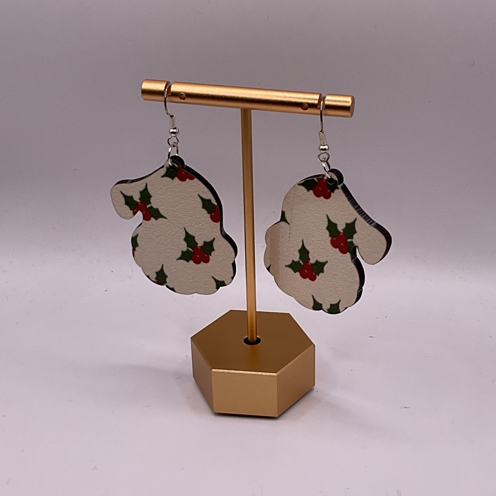 Handcrafted Sublimation Festive Holly Earrings